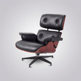 Charles Eames Style Lounge Chair & Ottoman - Dark Rose Wood | Black
